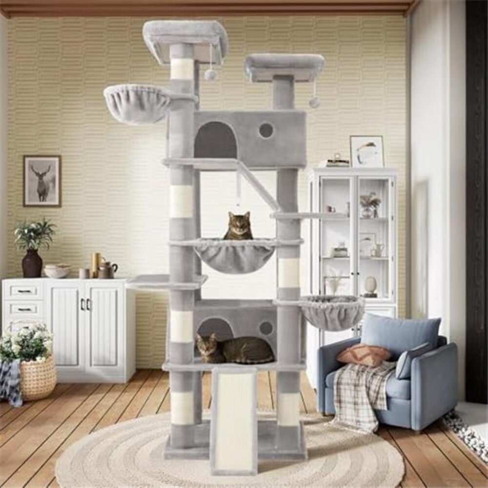 81in Multi-Level Tall Cat Tree Tower Larger Cat Condo Furniture with Hammock - Picture 3 of 7